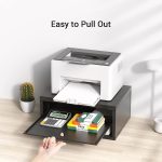 AMERIERGO Printer Stand, Desktop Printer Stand, Printer Stand with Storage, Desktop Stand for Printer with Anti - Skid Pads, Desk Organizer for Office & Home, Black - Image 3